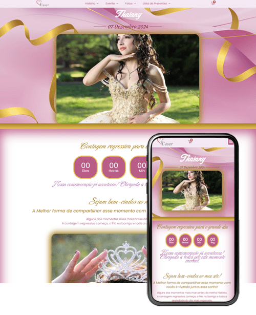 icasar site de casamento tema debutante